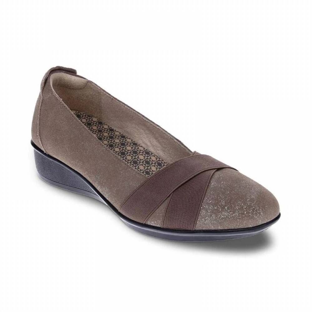 NEW REVERE women's seoul demi-wedge loafer - medium in rusty metallic